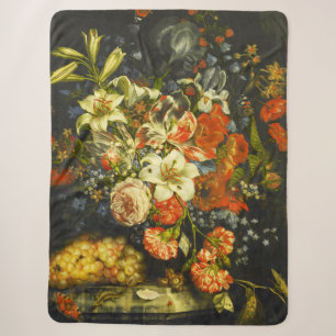 Couverture Sherpa Vie morte avec fleurs et fruits