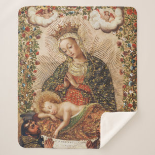 Couverture Sherpa Vierge de l'école de Cuzco adorant l'enfant Jésus