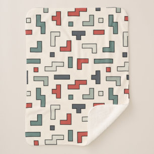 Couverture Sherpa Vieux jeu vidéo carré sans couture motif, arrière