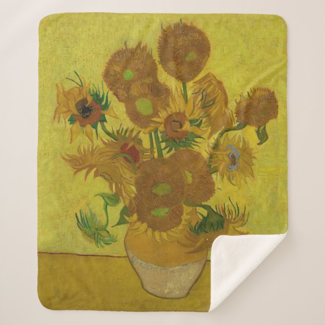 Couverture Sherpa Vincent Van Gogh 15 Peinture de tournesols (Devant)