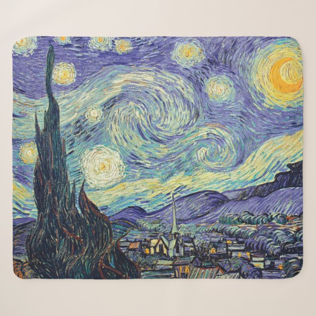 Couverture Sherpa Vincent Van Gogh La Nuit étoilée (Devant (Horizontal))