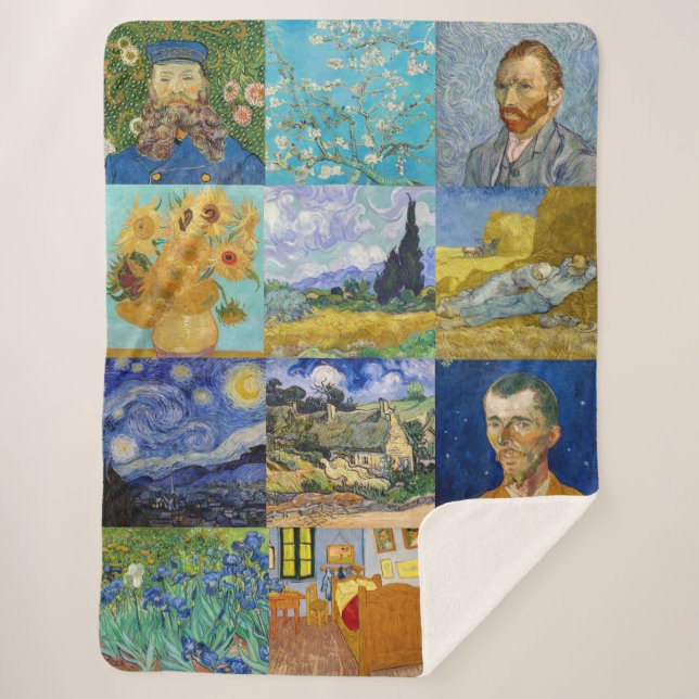 Couverture Sherpa Vincent Van Gogh - Masterpieces Patchwork (Devant)