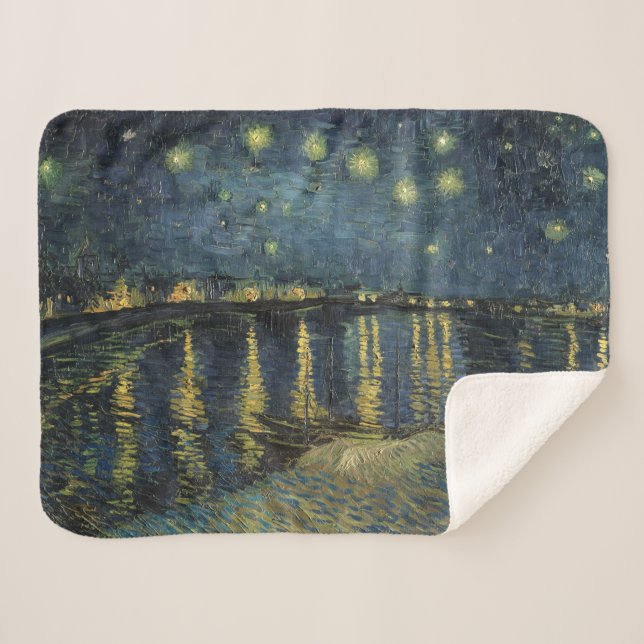 Couverture Sherpa Vincent van Gogh | Nuit étoilée sur le Rhône (Devant (Horizontal))