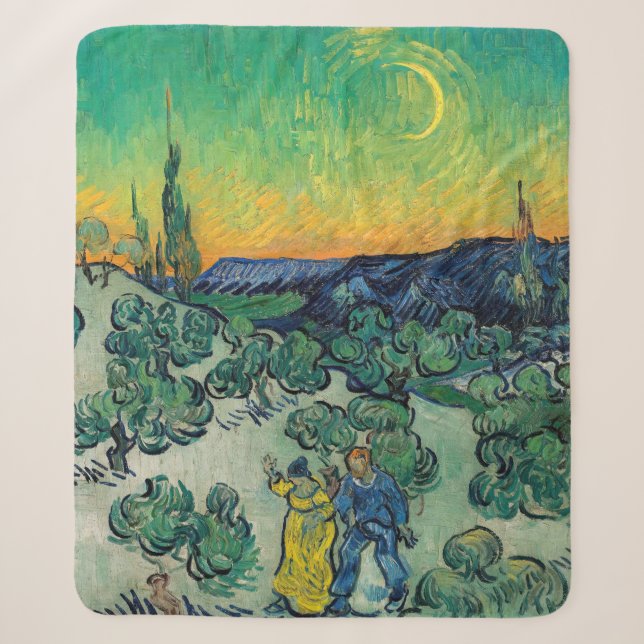 Couverture Sherpa Vincent van Gogh - Paysage Lune avec couple (Devant)
