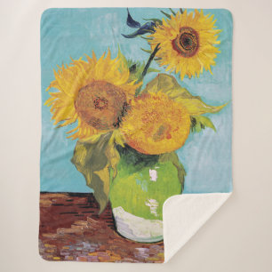 Couverture Sherpa Vincent Van Gogh - Trois tournesols dans un vase