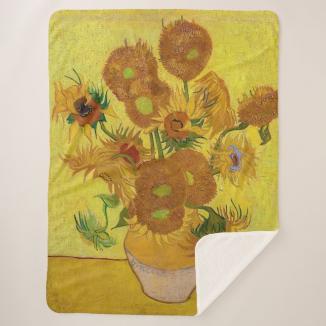 Couverture Sherpa Vincent van Gogh - Vase avec quinze tournesols (Devant)