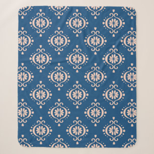 Couverture Sherpa Vintage Abstrait damask bleu arrière - plan illust