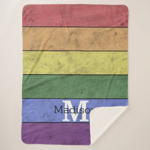 Couverture Sherpa Vintage drapeau LGBT orgueil écarlate arc-en-ciel 