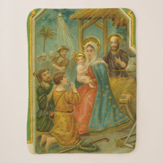 Couverture Sherpa Vintage Edwardian Era Nativity Christmas Card