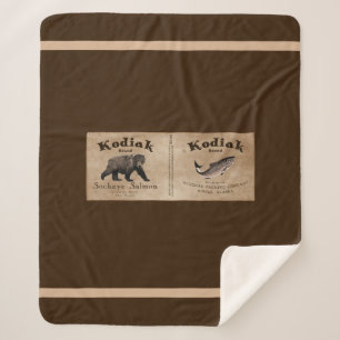 Couverture Sherpa Vintage Étiquette Saumon Kodiak