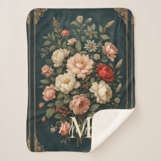 Couverture Sherpa Vintage Floral Victorian Rose Bouquet Baby Nursery