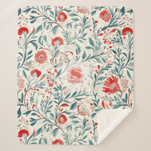 Couverture Sherpa Vintage marguerite rouge motif floral - Botanique