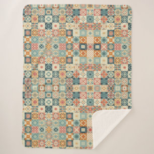 Couverture Sherpa Vintage, patchwork, paré