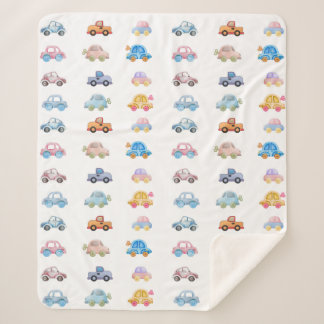 Couverture Sherpa Vintage Watercolor Toy Cars Sherpa Blanket