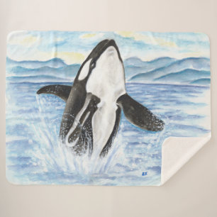 Couverture Sherpa Violation de l'aquarelle de baleine d'orque