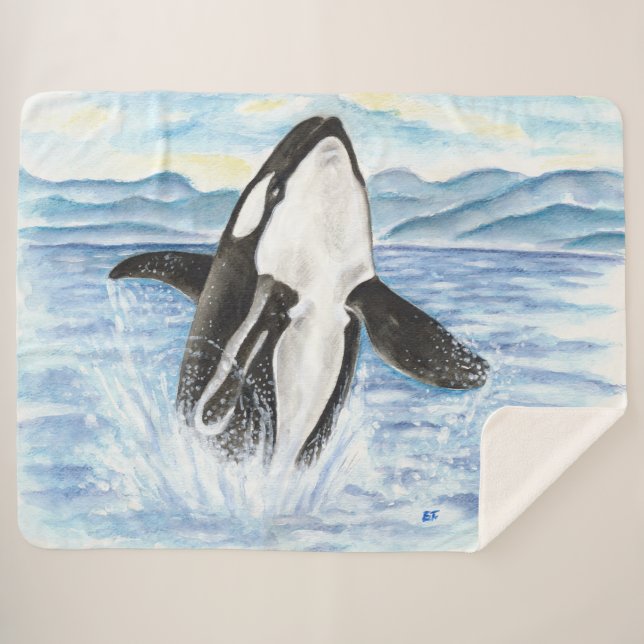 Couverture Sherpa Violation de l'aquarelle de baleine d'orque (Devant (Horizontal))