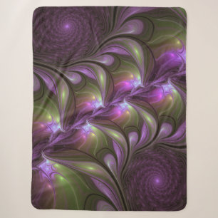 Couverture Sherpa Violet Abstrait violet violet kaki fractal