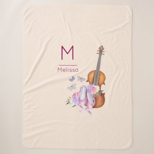 Couverture Sherpa Violon, chaussures de ballet et papillons Monogram (Devant)