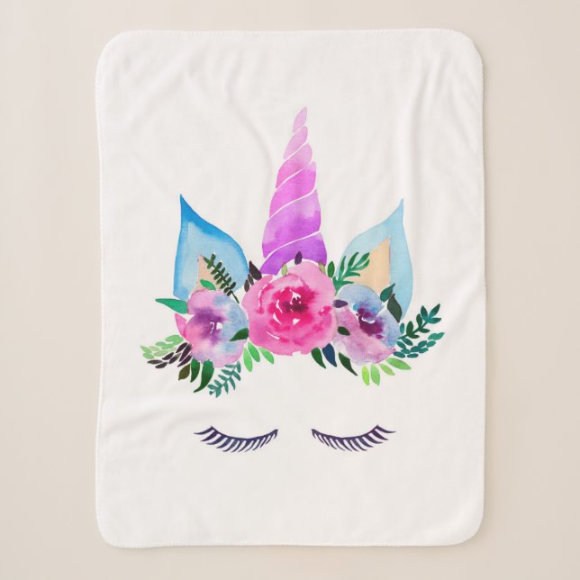 Couverture Sherpa Visage magique mignon de licorne (Devant)