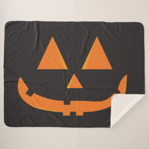 Couverture Sherpa Visage simple de Jack-o'-lantern Citrouille