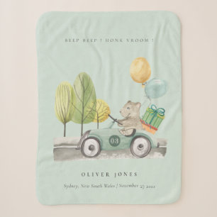Couverture Sherpa Voiture cadeau de ballon vert en tourbe Cute Aqua