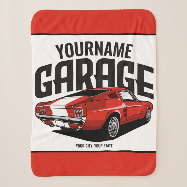 Couverture Sherpa Voiture Muscle Personnalisée 1967 Garage Fastback  (Devant)