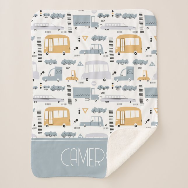 Couverture Sherpa Voitures mignonnes dans le Motif de la circulation (Devant)