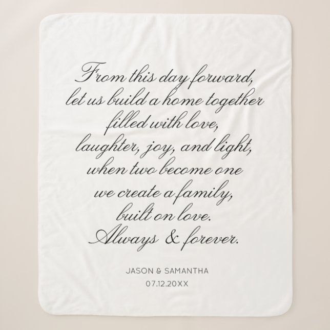 Couverture Sherpa Voix mariages Calligraphie personnalisée (Devant)
