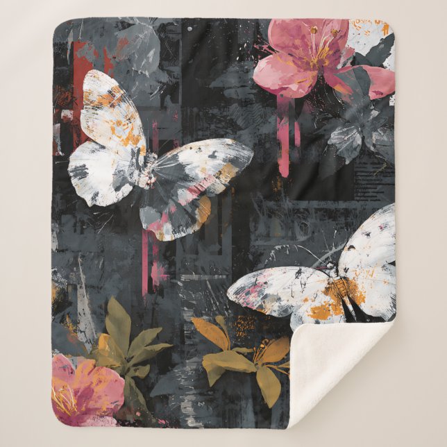 Couverture Sherpa Vol de papillon abstrait vibrant (3) (Devant)