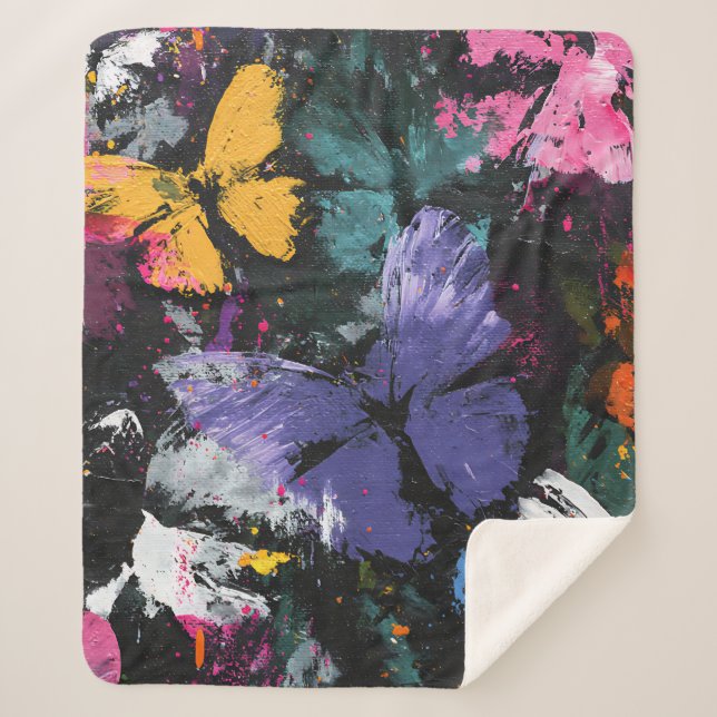 Couverture Sherpa Vol de Papillon Abstrait Vibrant (7) (Devant)
