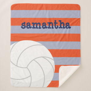 Couverture Sherpa Volley-ball géant marine et orange rayé