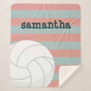 Couverture Sherpa Volley-ball géant rose foncé & Melon rayé