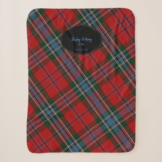 Couverture Sherpa Votre nom et date MacLean Scottish Clan Tartan (Devant)