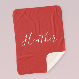 Couverture Sherpa Votre script blanc personnalisé en rouge