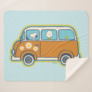 Couverture Sherpa Voyage sur route   Peanuts Road Trip Van