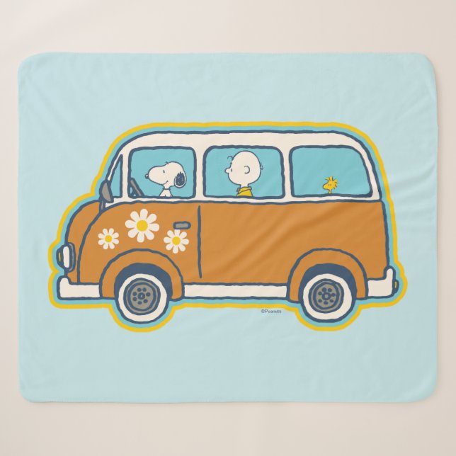 Couverture Sherpa Voyage sur route | Peanuts Road Trip Van (Devant (Horizontal))