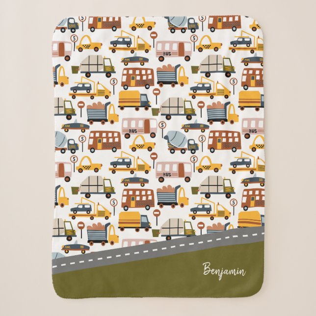 Couverture Sherpa Vroom ! Vroom ! Voiture et transport Motif Garçon (Devant)