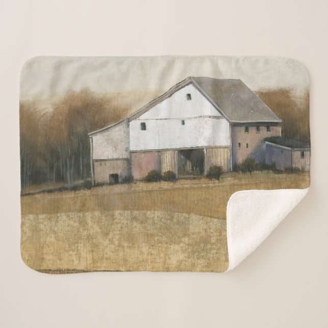 Couverture Sherpa Vue Grange blanche (Devant (Horizontal))