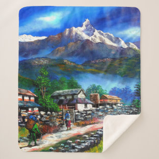 Couverture Sherpa Vue Panoramique De L'Everest Mountain Nepal