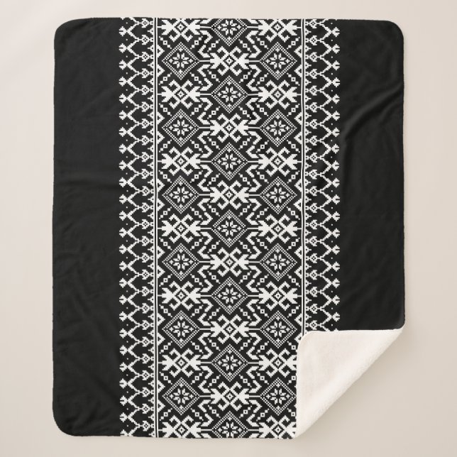 Couverture Sherpa Vyshyvanka ukrainienne : Fusion d'ornement ethniqu (Devant)