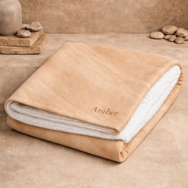Couverture Sherpa Warm Sandstone Flow Sherpa Blanket (Natural sandstone lines in warm tones for serene days and peaceful unwinding)