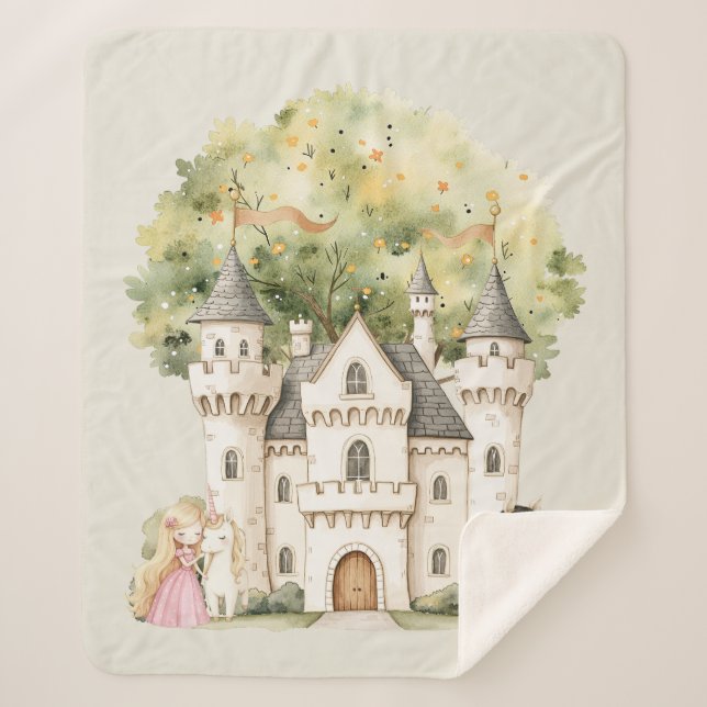 Couverture Sherpa Watercolor Fairytale Princess Whimsical (Devant)