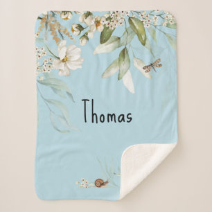 Couverture Sherpa Watercolor Floral Drop, poussette bébé garçon