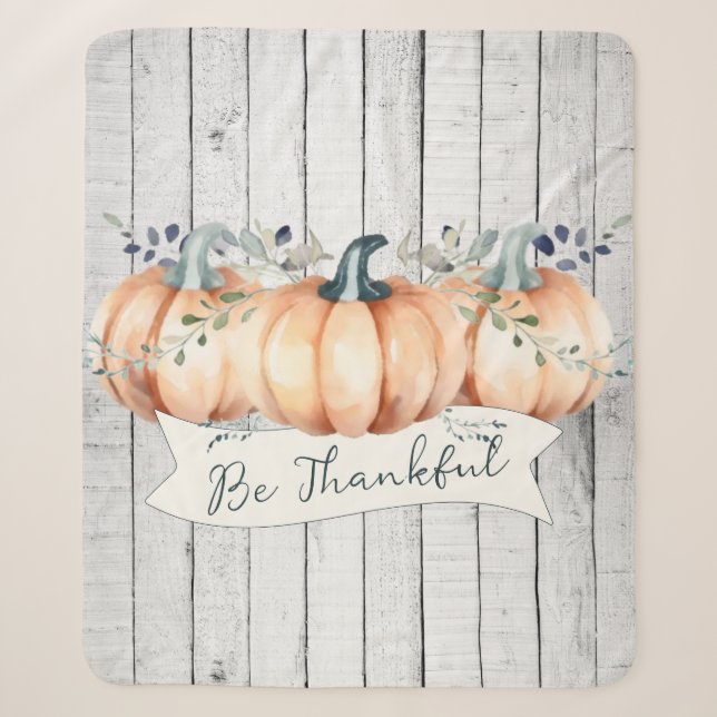 Couverture Sherpa Watercolor Rustic Pumpkins (Devant)