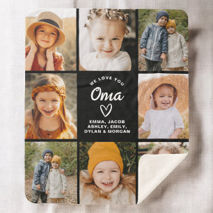 Couverture Sherpa We Love You Oma Family Modern Photo Collage