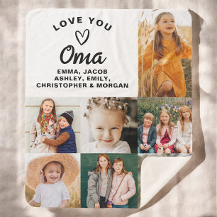 Couverture Sherpa We Love You Oma Family Modern Photo Collage