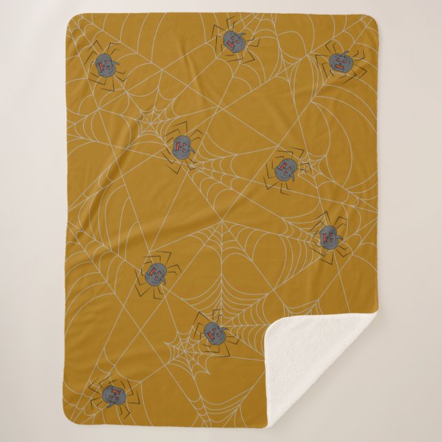 Couverture Sherpa Web et citrouilles d'araignées d'Halloween (Devant)