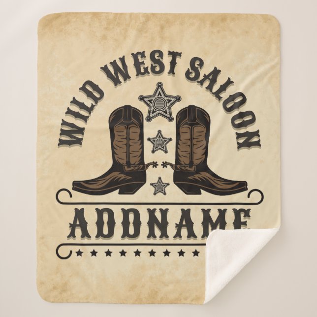 Couverture Sherpa Western Cowboy Boots AJOUTER LE NOM Sheriff Spurs  (Devant)