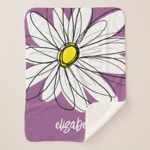 Couverture Sherpa Whimsical Daisy - orchidée - nom de script tendanc