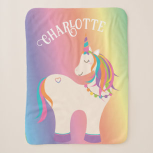 Couverture Sherpa Whimsical Magic Rainbow Unicorn Personnalisé